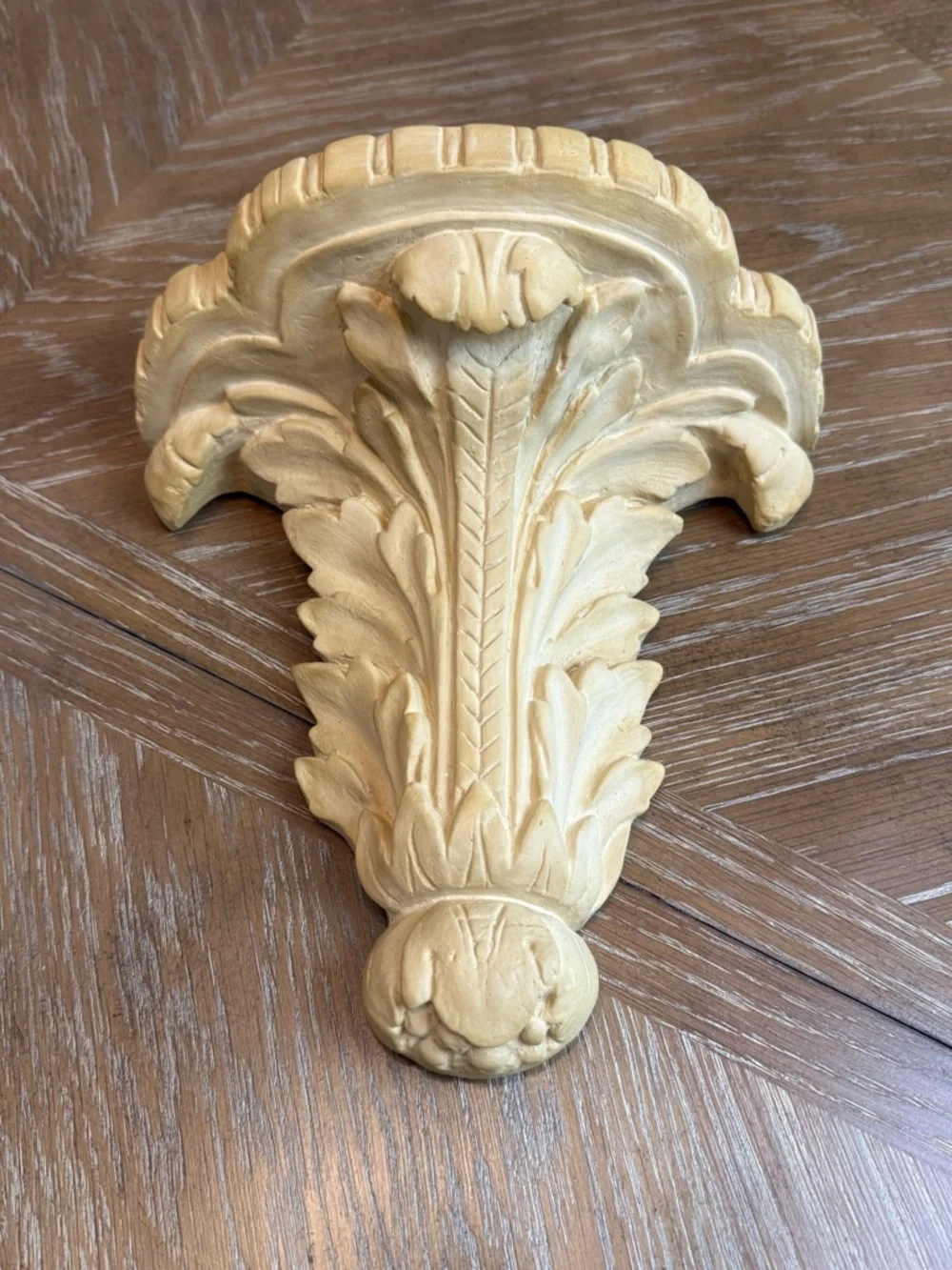 Vintage Wall Shelf Plaque Sconce 9.5” ornate scrolling acanthus leaf